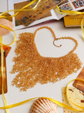 Beaded Necklace "Golden Coral" | Gold | Handmade