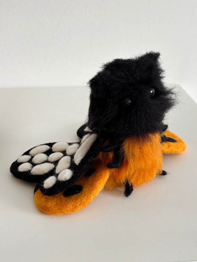 Tigerwing | Handmade Fluffy Fantasy Creature, Black + Orange