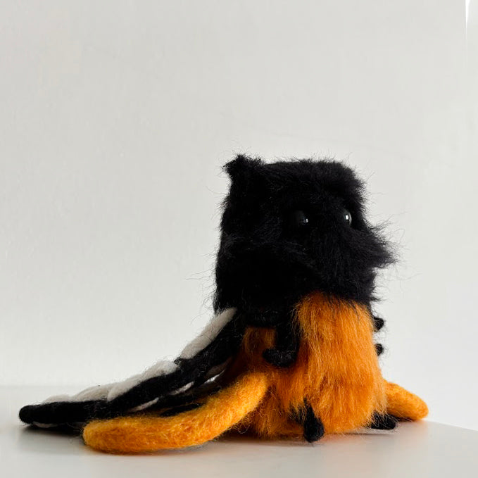 Tigerwing | Handmade Fluffy Fantasy Creature, Black + Orange