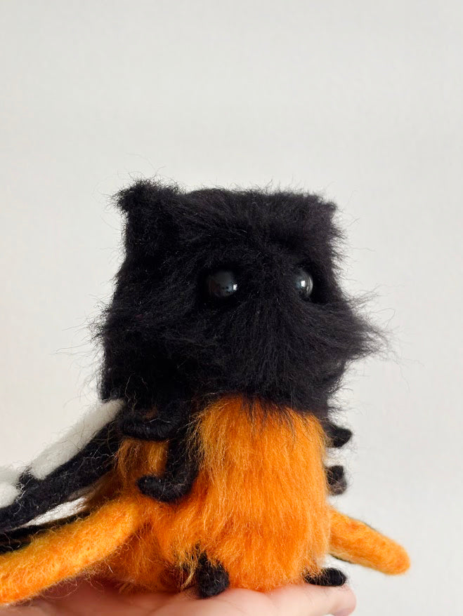 Tigerwing | Handmade Fluffy Fantasy Creature, Black + Orange