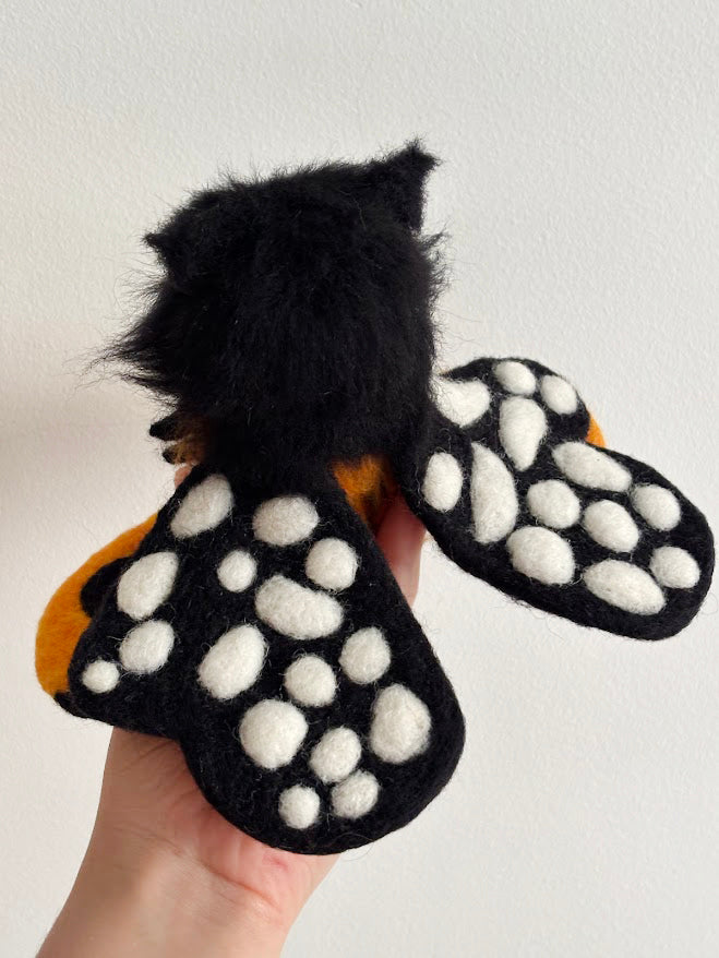 Tigerwing | Handmade Fluffy Fantasy Creature, Black + Orange