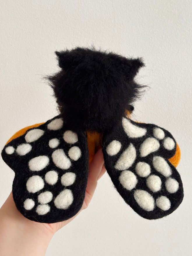 Tigerwing | Handmade Fluffy Fantasy Creature, Black + Orange