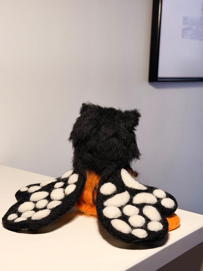 Tigerwing | Handmade Fluffy Fantasy Creature, Black + Orange