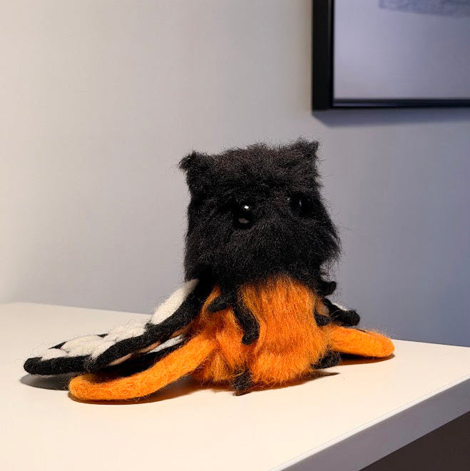 Tigerwing | Handmade Fluffy Fantasy Creature, Black + Orange