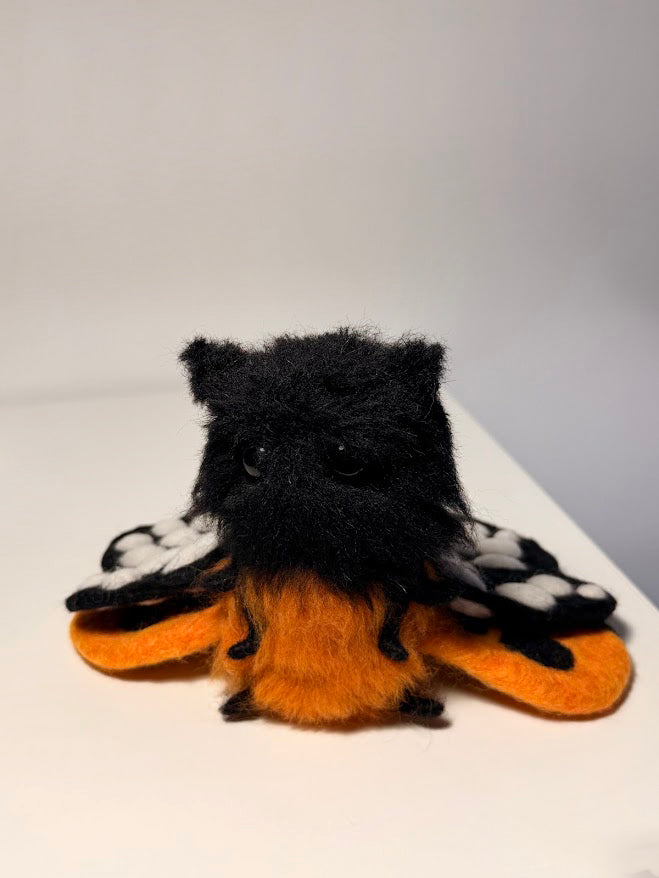 Tigerwing | Handmade Fluffy Fantasy Creature, Black + Orange