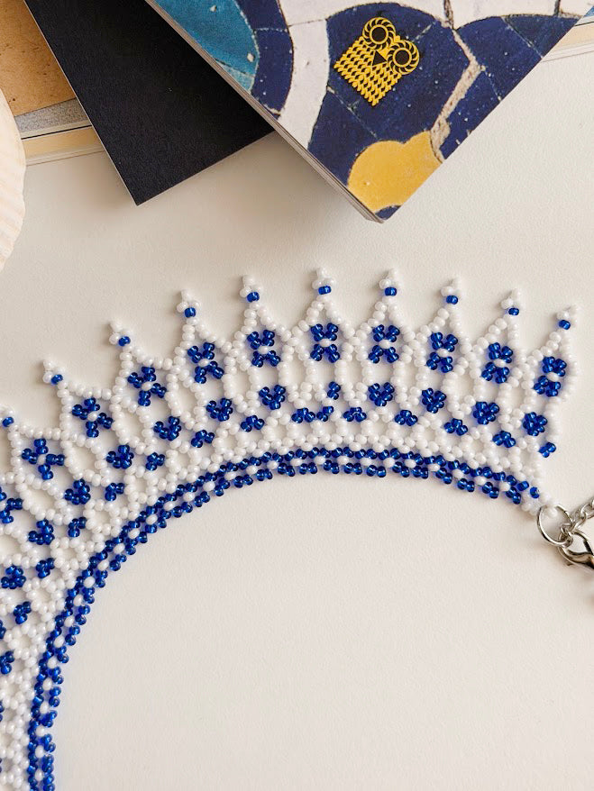 Colar de Contas "Estrela do Mar" | Branco + Azul | Feito à Mão