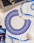 Beaded Necklace "Ocean Wave" | Blue, Clear & Silver | Handmade