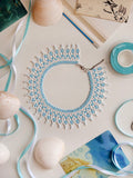 Beaded Necklace "Sky Foam" | White & Light Blue | Handmade