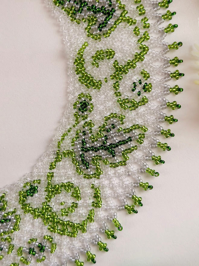 Beaded Necklace "Oak Spirit" | Green & Clear| Handmade