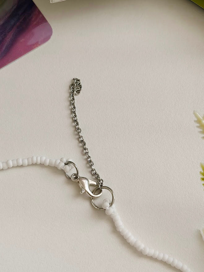 Children's Beaded Necklace "Little Pink Tulips" | Pink & White | Handmade