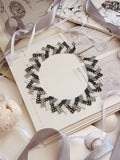 Beaded Necklace "Dark Flame" | Dark Green + Silver | Handmade