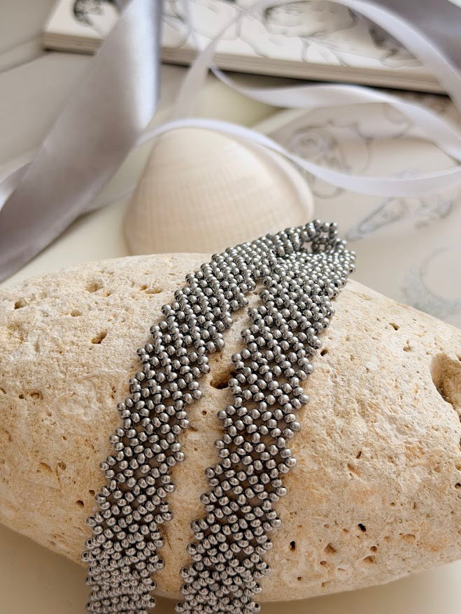 Beaded Choker | Silver Grey | Handmade