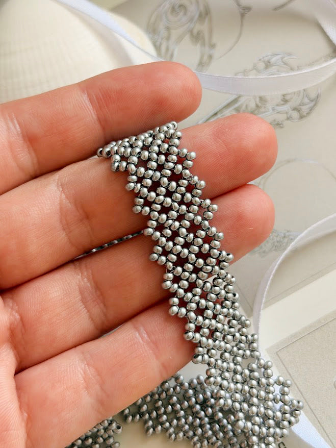 Beaded Choker | Silver Grey | Handmade