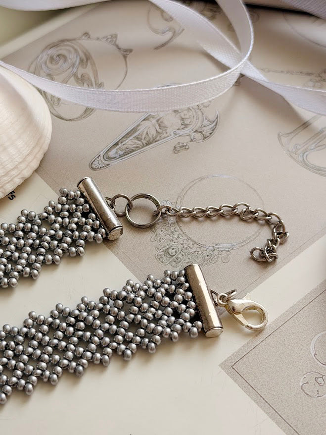 Beaded Choker | Silver Grey | Handmade