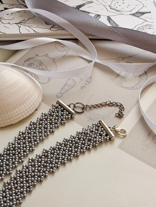 Beaded Choker | Silver Grey | Handmade