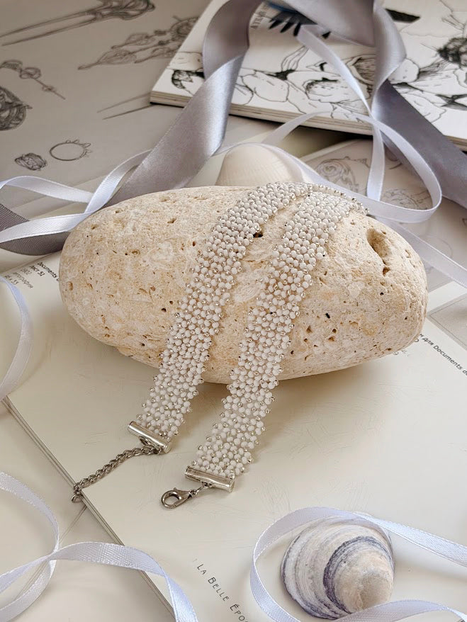 Beaded Choker | White | Handmade