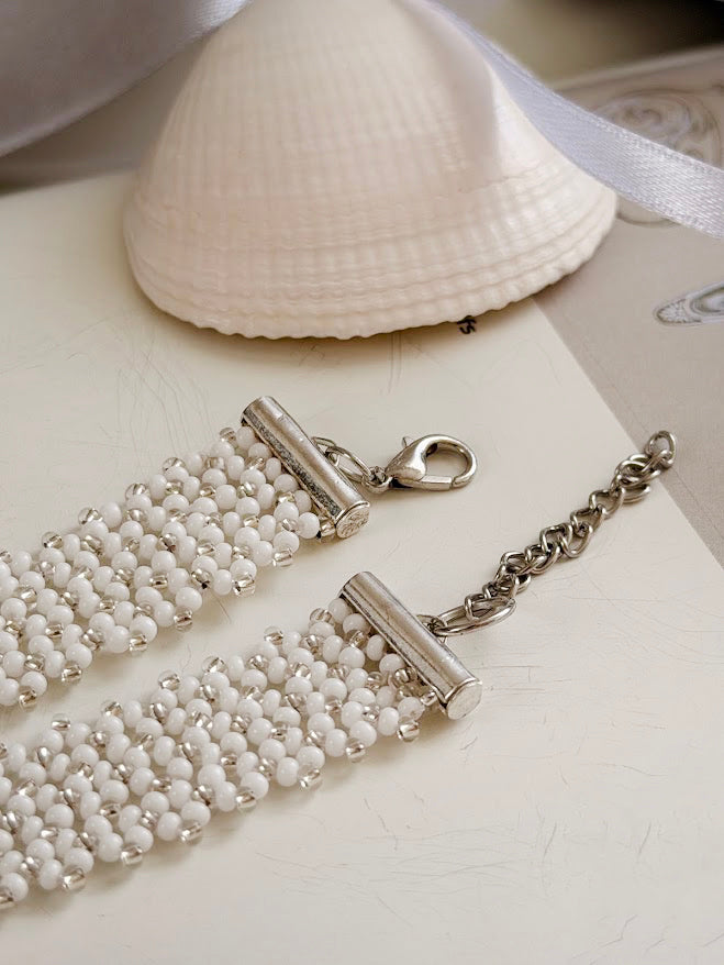 Beaded Choker | White | Handmade