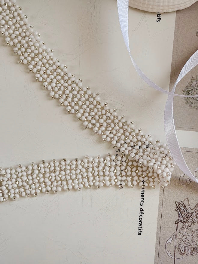 Beaded Choker | White | Handmade
