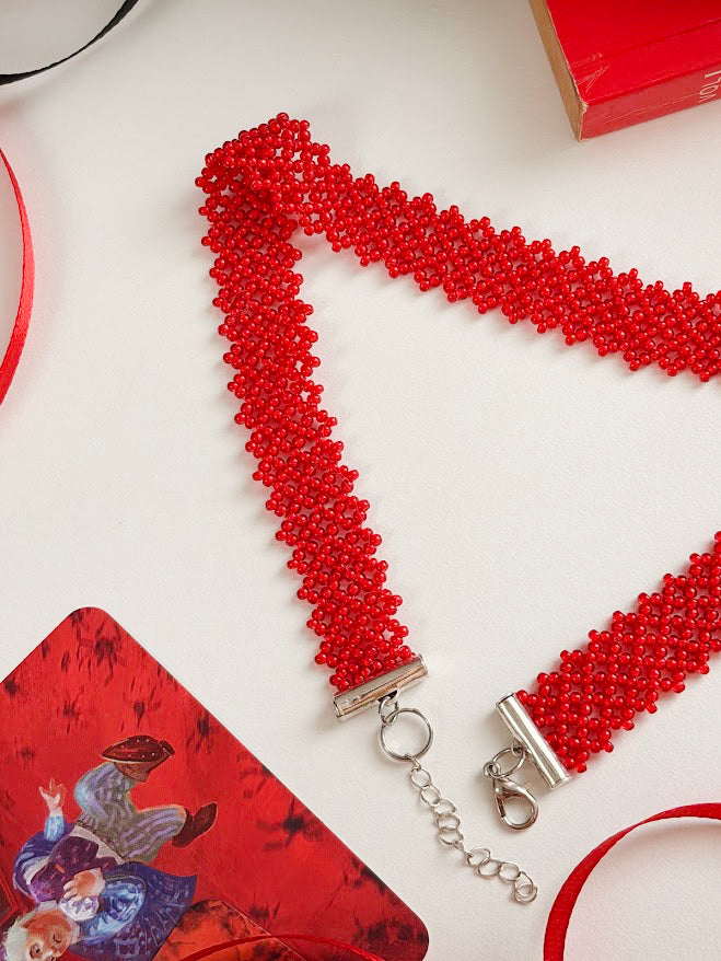 Beaded Choker | Red | Handmade