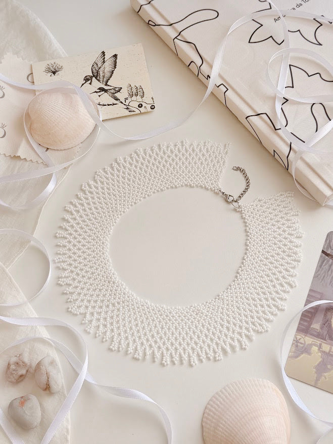 Beaded Necklace "White" | White | Handmade