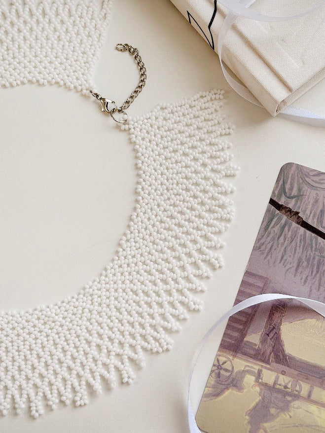 Beaded Necklace "White" | White | Handmade