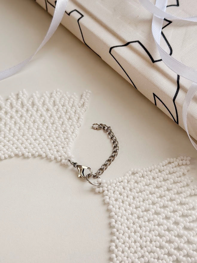 Beaded Necklace "White" | White | Handmade