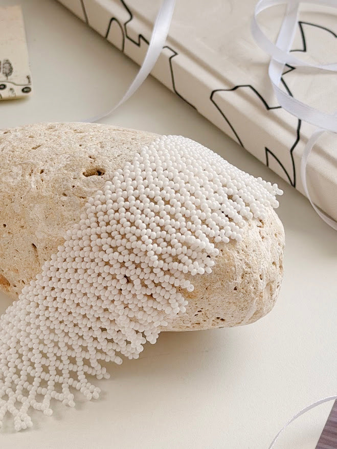 Beaded Necklace "White" | White | Handmade