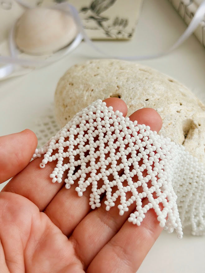 Beaded Necklace "White" | White | Handmade