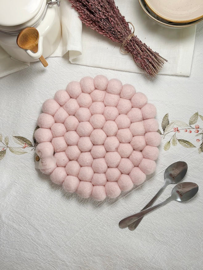 Handmade Wool Trivets Set - 4 Round Mixed Colors
