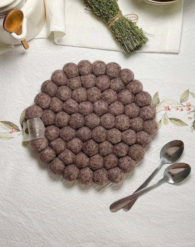 Handmade Wool Trivets Set - 4 Round Mixed Colors